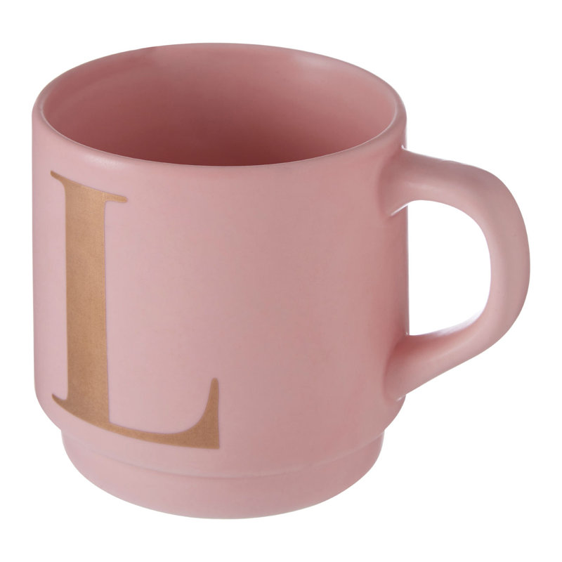 Ethel Porcelain Coffee Mug, Pink/Gold, L