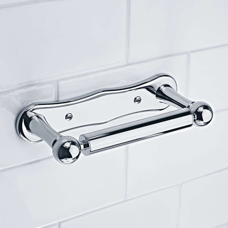 Edwardian Wall Mount Toilet Paper Holder, Polished Chrome
