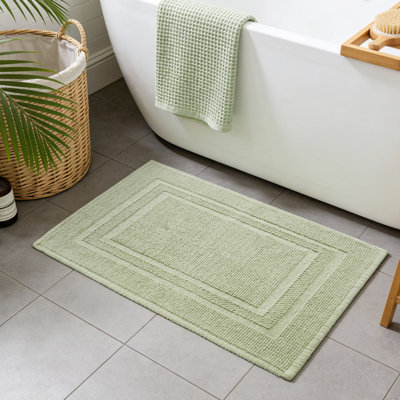 100% Cotton Soft Absorbent Non-Slip Bath Mat, Machine Washable