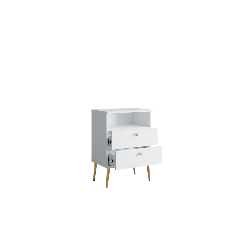 50cm W Laminate Bedside Table, Alpine White
