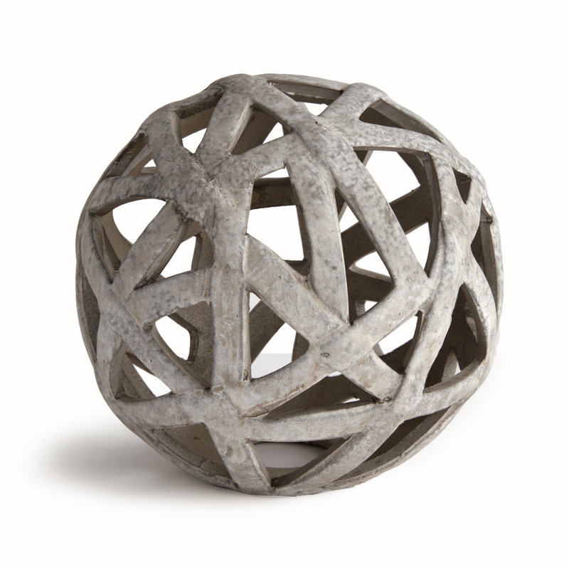 ALICIA METAL ORB, 7.09" H x 7.67" W x 7.67" D, White
