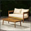 Ensemble de causeuse et table basse Brooklyn pour espaces de vie compacts - bois de teck, design moderne, sièges confortables et rangement élégant