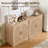 Fluted Buffet Cabinet with Storage, 31.5" Coffee Bar Cabinet with Arch Doors & Adjustable Shelves, Mid Century Modern Sideboard, Wood Credenza for Kitchen, Living Room (Natural)-1304399557