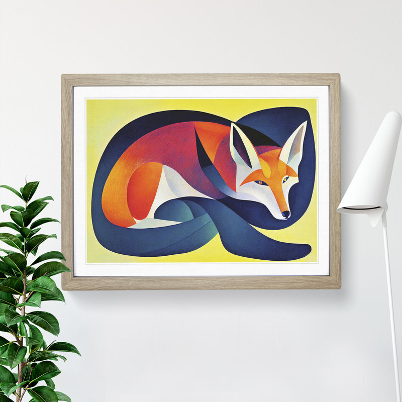 A Dazzling Abstract Fox - Framed Print, 46cm H x 64cm W x 2cm D, Oak
