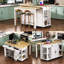 Îlot de cuisine 47 po avec table de salle à manger extensible, table de cuisine en placage de bois d'hévéa avec support de rangement interne, prise de courant, îlot de cuisine avec rangement 2 tiroirs et 2 armoires, blanc-896711714