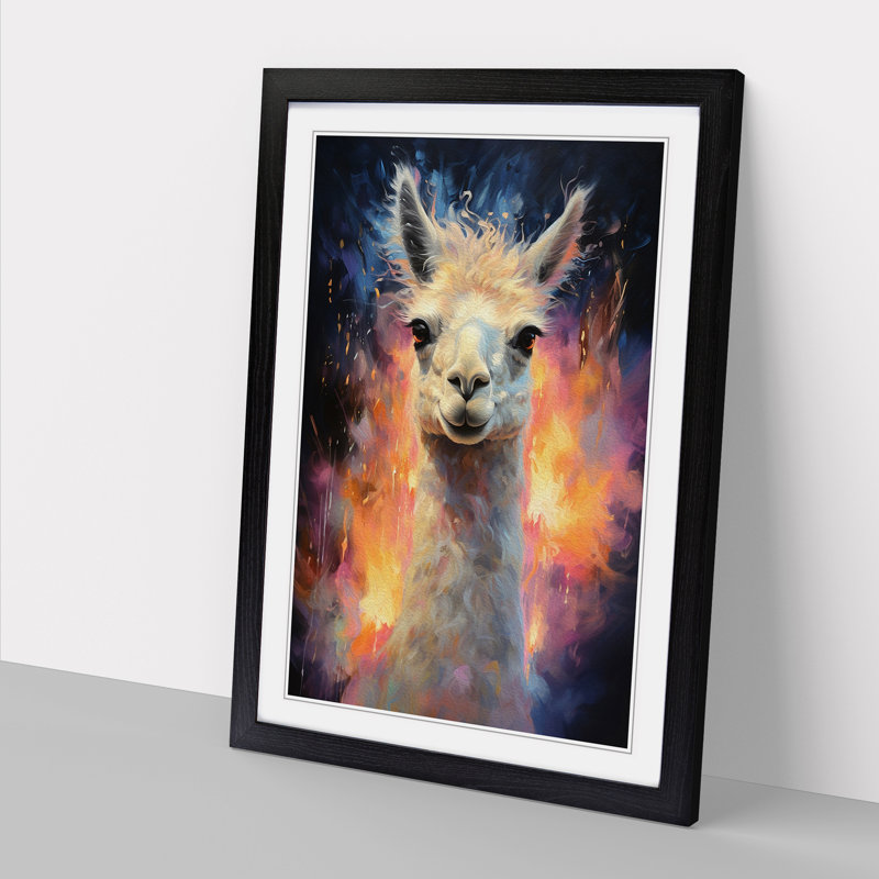 Llama Realism - Single Picture Frame Print on Wood, Black, 46cm H x 34cm W x 2cm D