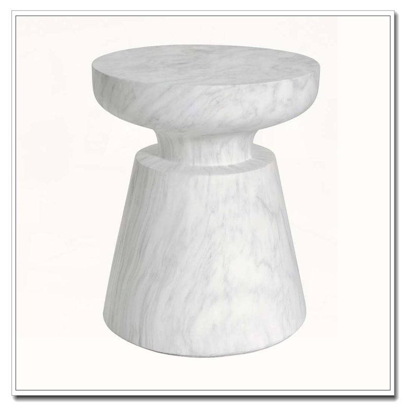 Outdoor Concrete Patio Side Tablbe, White