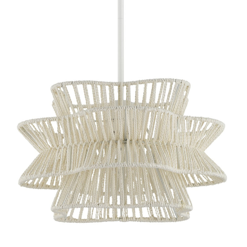 Luminaire suspendu en corde tissée 1 lumière à intensité variable Towne, White