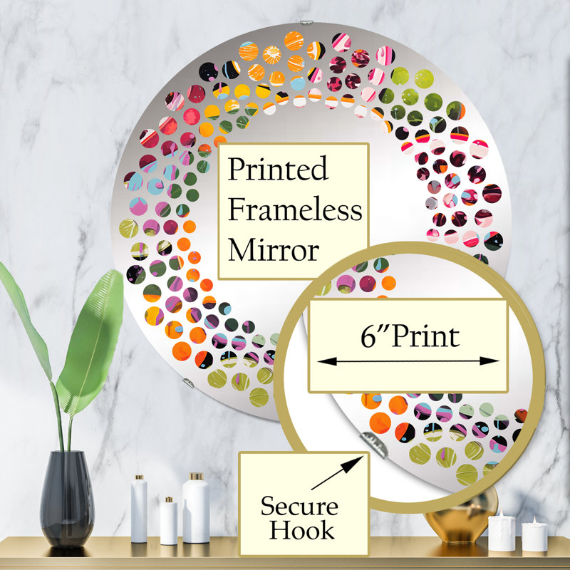 Miroir mural à pois électrique Passionfruit Pulse III - MIR113062-Rond, 31,4 po x 31,4 po