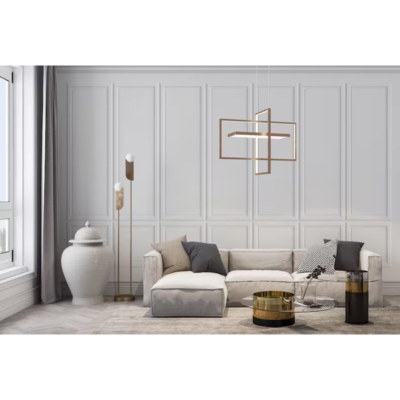 Panneau mural minimaliste blanc classique - Design intérieur moderne en lambris, L 96 po x l 108 po, Blanc