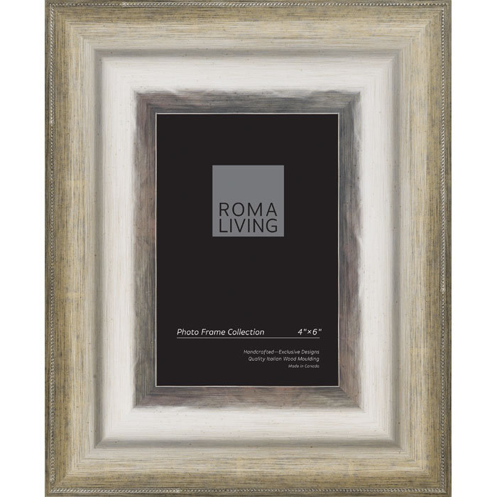 Messina Wood Beveled Picture Frame, Rubbed Silver, 4" x 6"