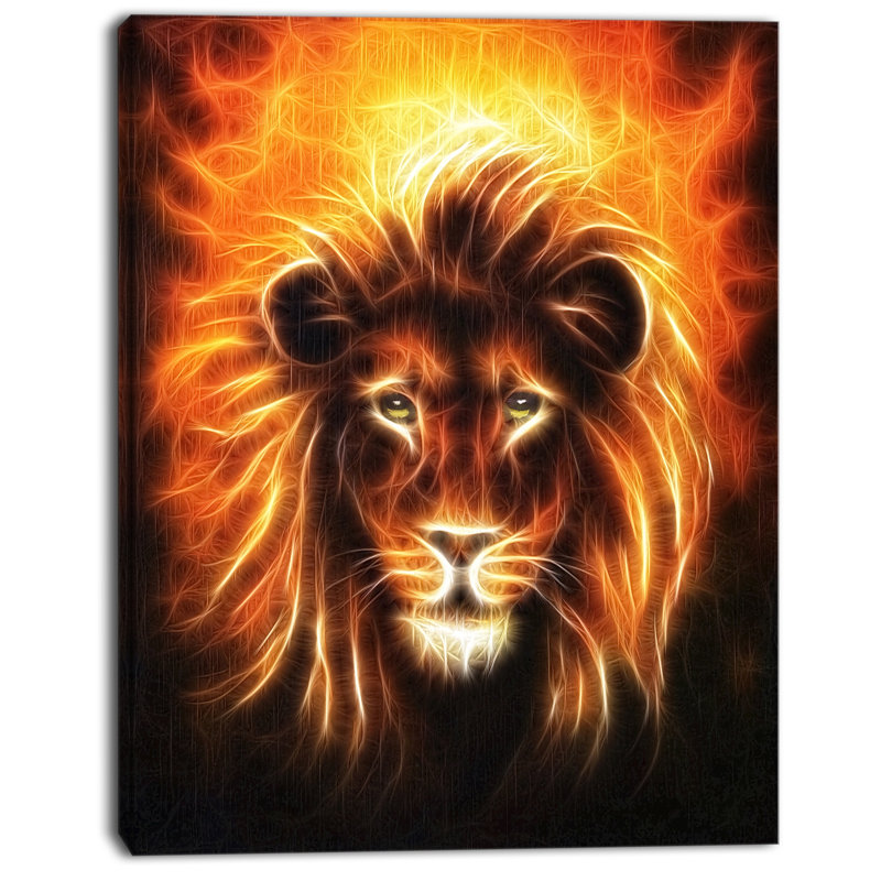 «Lion with Flame Mine», impression sur toile, H 20 po x l 12 po x P 1po