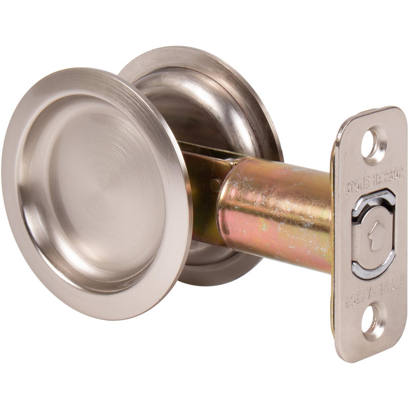 Loquet de porte à pochette ronde, Nickel satiné