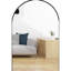 Miroir mural arqué en métal noir 24 po x 36 po pour salle de bain contemporaine - Verre, alliage d'aluminium, film incassable et panneau de protection de densité-1247107699