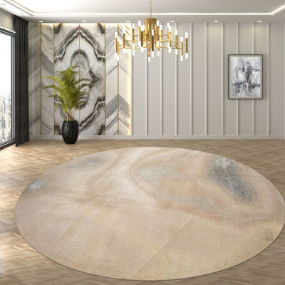 Tapis beige en laine noué à la main 10 x 10 po