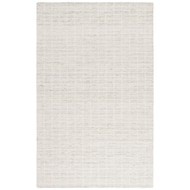 Antipus Ebony Hand Tufted Wool/Cotton Striped Rug in Sage/Ivory, Rectangle 3' x 5'