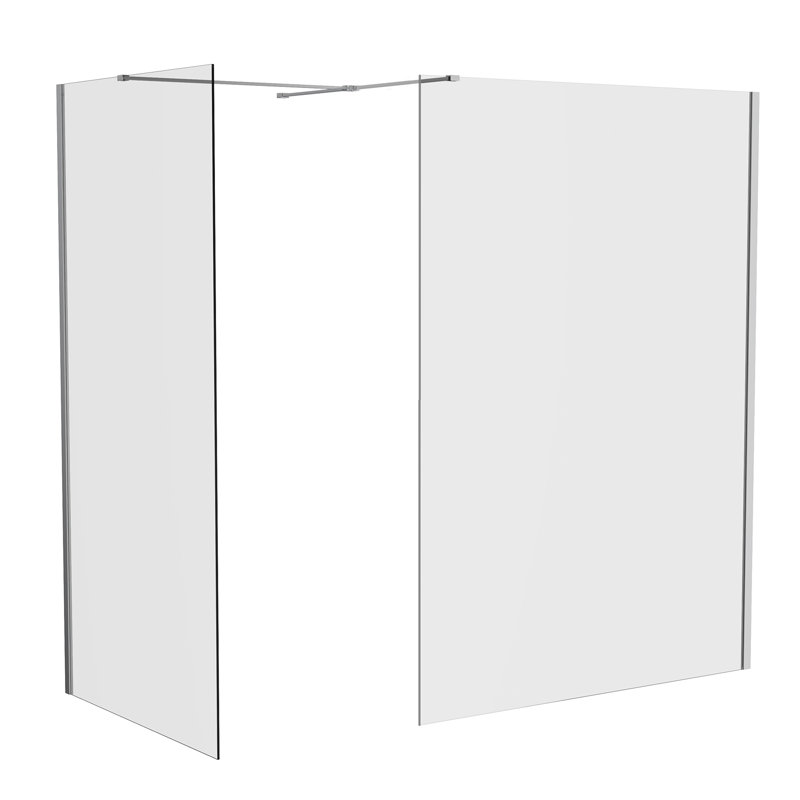 Matte Black 8mm Walk In Shower Enclosure Wet Room Glass Screen Pack 1200mm and 800mm Panels, Chrome