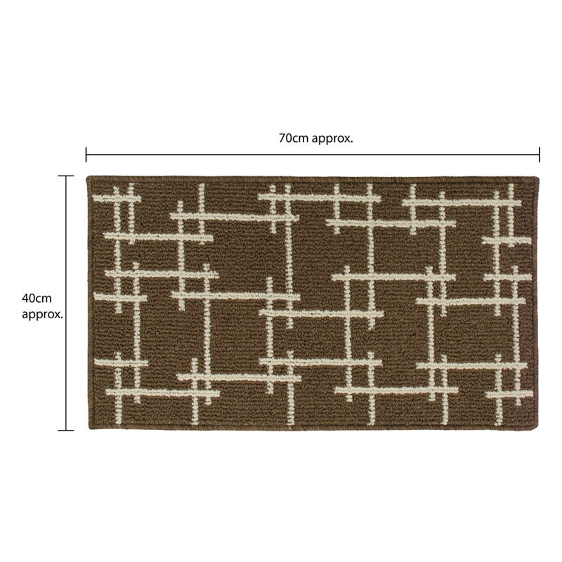 Non-Slip Indoor Doormat, Brown, Rectangle W40 x L70 cm