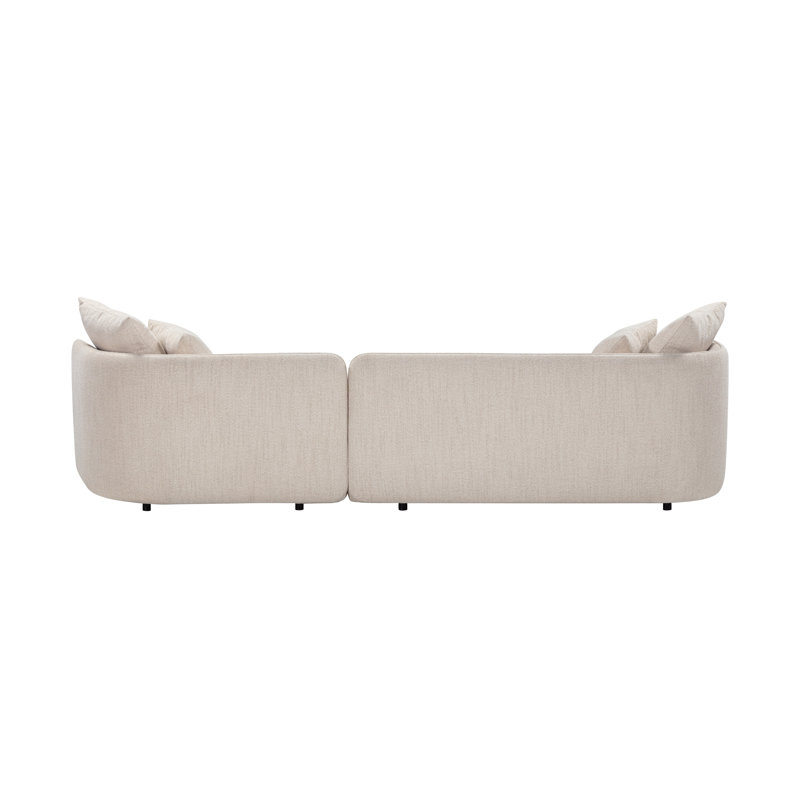 Danica Left Short Chaise Right Long Chaise, Cream Polyester Blend, Right Hand Facing