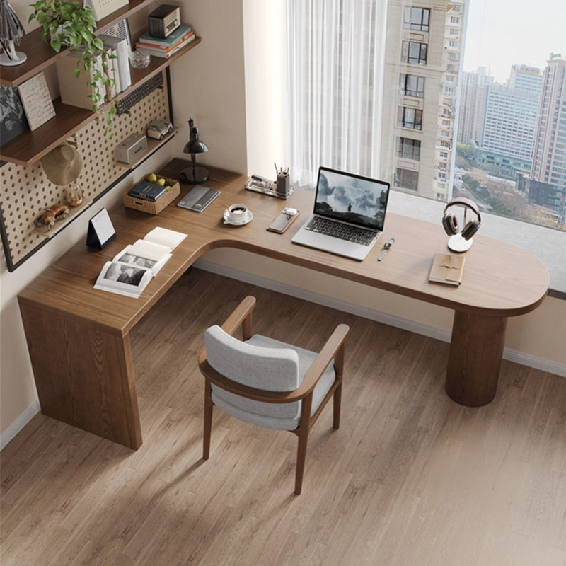 Bureau d'angle moderne et simple en bois massif en forme de L, H 29,53 po x l 62,99 po x P 47,24 po, Retour à gauche
