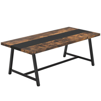 Spacious Rectangular Conference Table with Steel Frame for Executive Office Meetings and Collaborative Workspaces