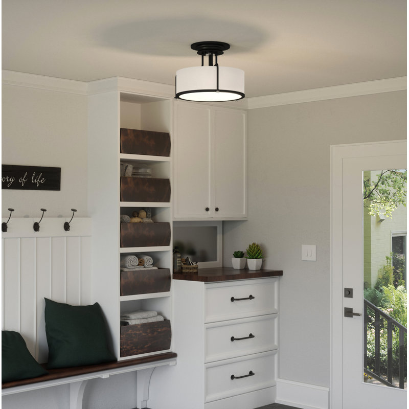 Dabira Fabric Semi Flush Mount, Earth Black