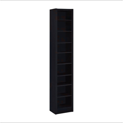 Bibliothèque rectangulaire à 8 tablettes avec 2 tablettes fixes, cappuccino