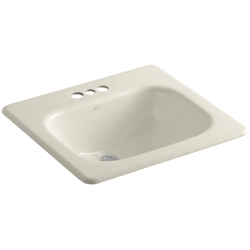 Tahoe Metal Rectangular Drop-In Bathroom Sink with Overflow, Almond, 4" Centers