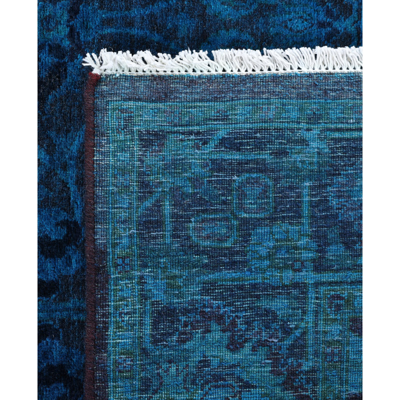 Overdyed Hand-Knotted Wool Modern-Contemporary Blue Area Rug 3' 2" x 5' 0"