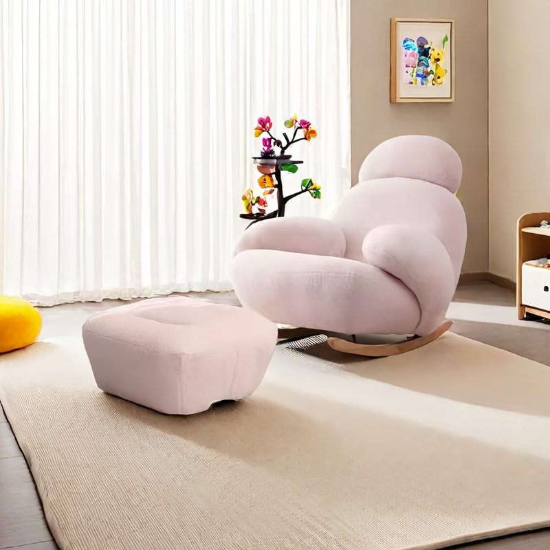 Chaise berçante moderne avec repose-pieds, Rose