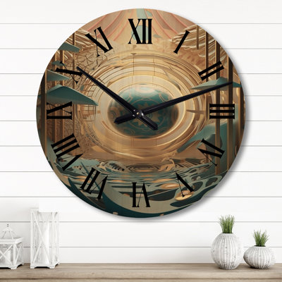 Infinite Possibilities Retro Futuristic - Abstract Landscapes Oversized Wood Wall Clock