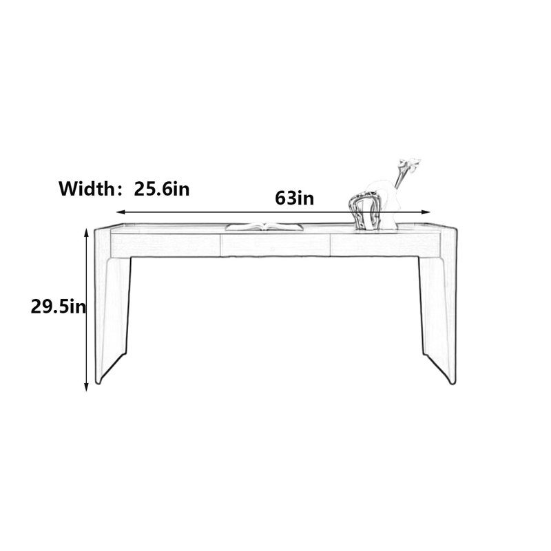 Bureau italien minimaliste avec tiroirs spacieux, H 29,5 po x l 63 po x P 25,6 po