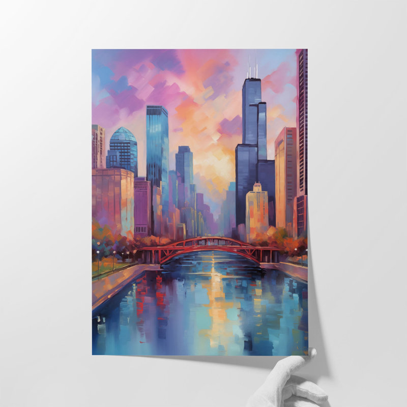Impression de Chicago Skyline Impressions, Toile avec cadre flottant noir, H 24 po x l 16 po x P 1,25 po