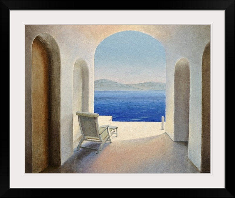 "Martinelli Santorini 9" par Trevor Neal, reproduction d'art, H 20 po x l 23 po x P 1 po, Cadre noir