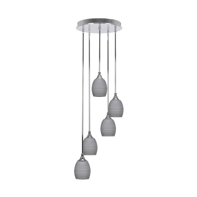 Luminaire suspendu grappe suspendu à 5 lumières Empire, 11 cm x 14,25 cm x 14,25 cm, Gris, Chrome chrome