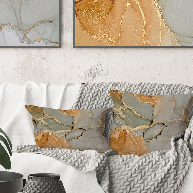 Coussin décoratif de luxe à imprimé abstrait brun VI VI 12 po x 20 po