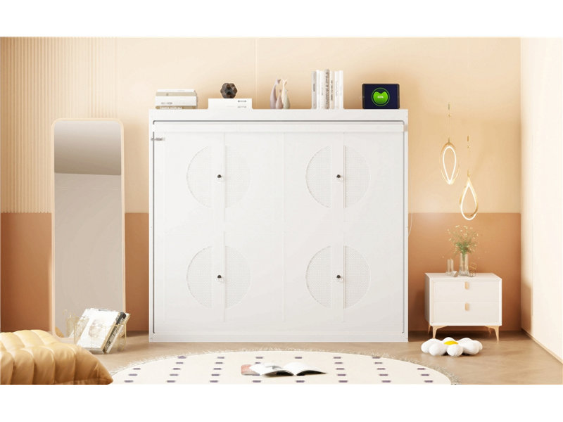 Lit escamotable mural Murphy, Lit double, Blanc