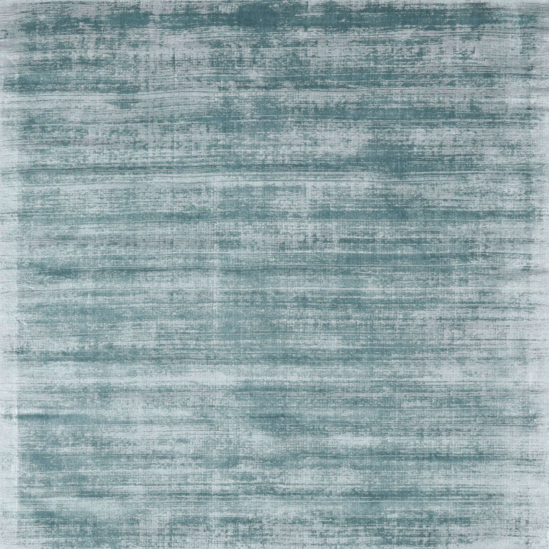 Tapis bleu ciel contemporain, Carré 5 pi