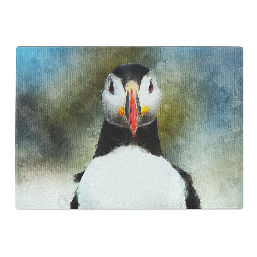 Tempered Glass Lone Atlantic Puffin Chopping Board