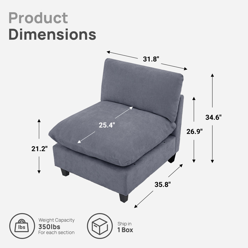 Modular Sofa Components, Blue