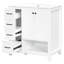 Meuble-lavabo 30 po avec comptoir, meuble-lavabo avec deux portes et deux tiroirs, bois massif, tablette ouverte, panneaux de fibres à densité moyenne, un paquet, blanc-64690527