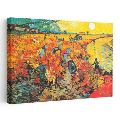 The Red Vineyard At Arles Classic Colorful Abstract Nature Sunrise Wall Art Print 1 Piece Wrapped Canvas Wall Art