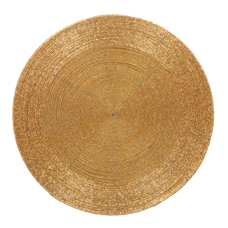 Handmade Round Placemats Set of 4 for Dining and Kitchen 14-inch Scratch-Resistant Table Decor, Gold