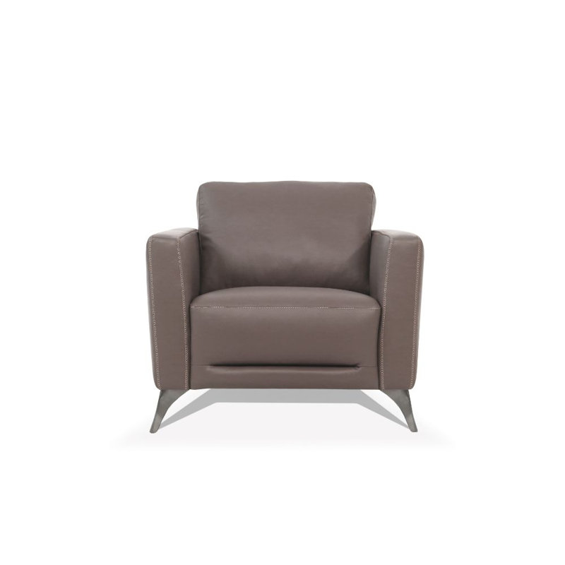 Aaronette Upholstered Armchair, Taupe Genuine Leather
