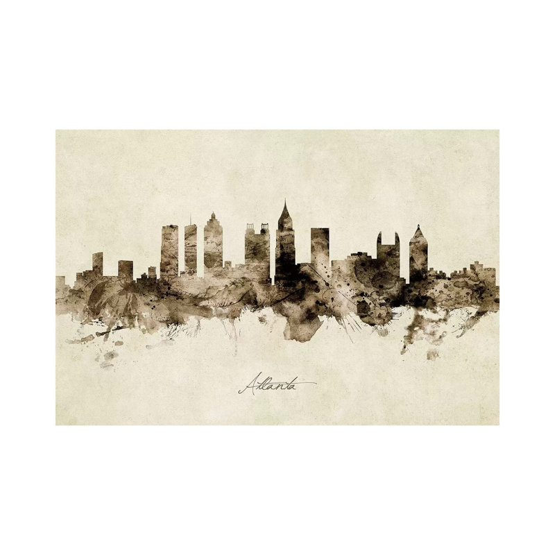 Atlanta Georgia Skyline by Michael Tompsett - Wrapped Canvas Painting, 20.32 cm H x 30.48 cm W