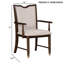 Chaise avec accoudoirs 2 pièces de style transitionnel avec assise et dossier rembourrés, pieds dorés, finition cerisier foncé pour la salle à manger