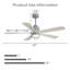 Ventilateur de plafond de 52 pouces avec lumière, télécommande silencieuse à 6 vitesses, DEL à intensité variable, pour le salon, la chambre à coucher et autres intérieurs