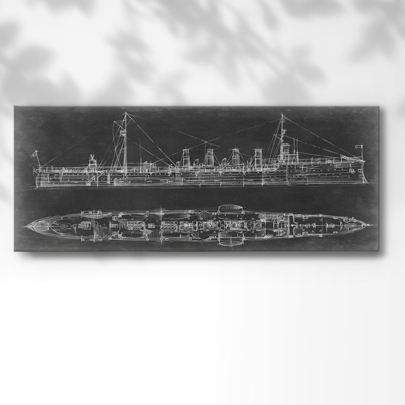 Bleu marine sur toile tendue avec châssis, H 20 po x l 50 po x P 1,5 po