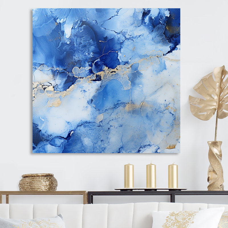 «Blue Sapphire Sphere - Stone Geode», art mural, H 30 po x l 30 po x P 1,5 po