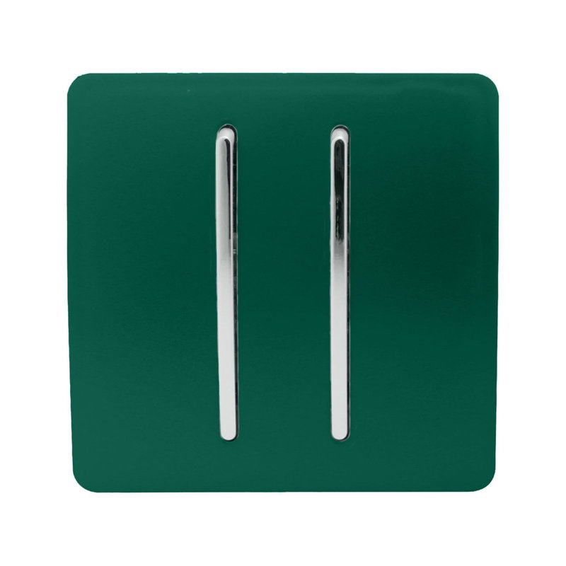 Trendi Switch 2 Gang Retractive Home Automation Switch, Dark Green